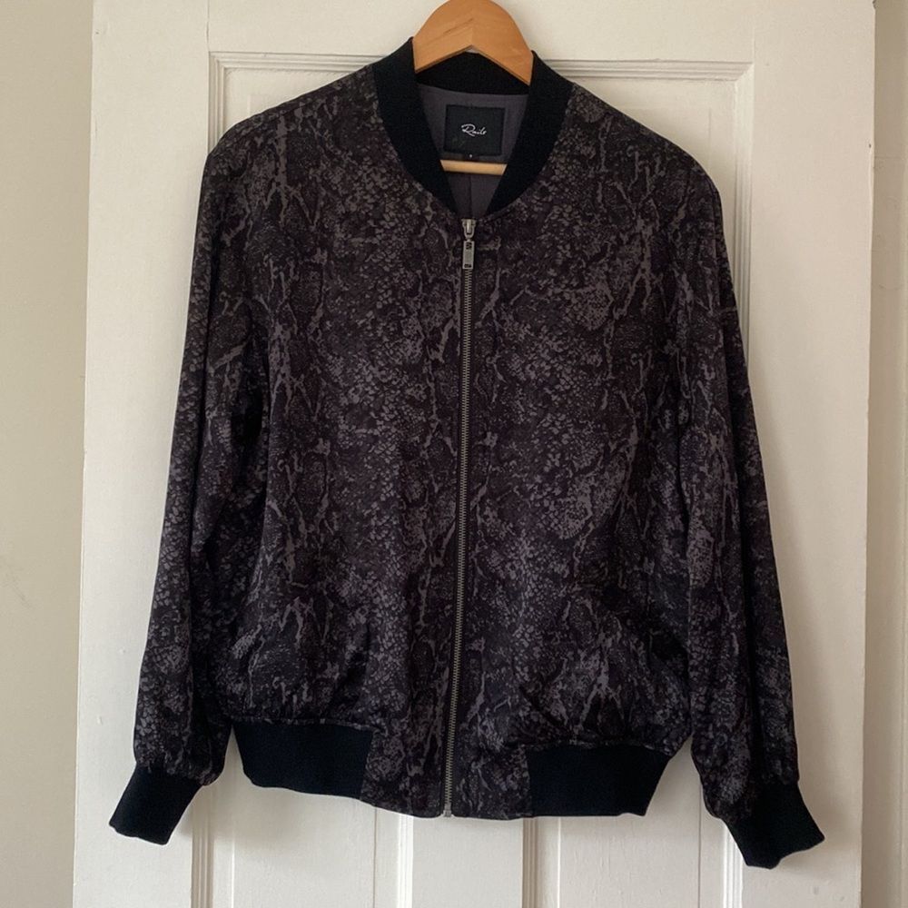 Rails Alina Snake Print Satin Bomber Jacket - Picture 9 of 10